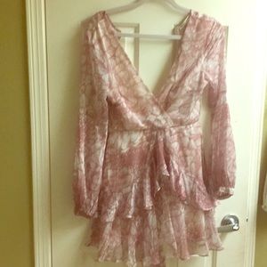 Selfie Leslie small pink ruffle dress new